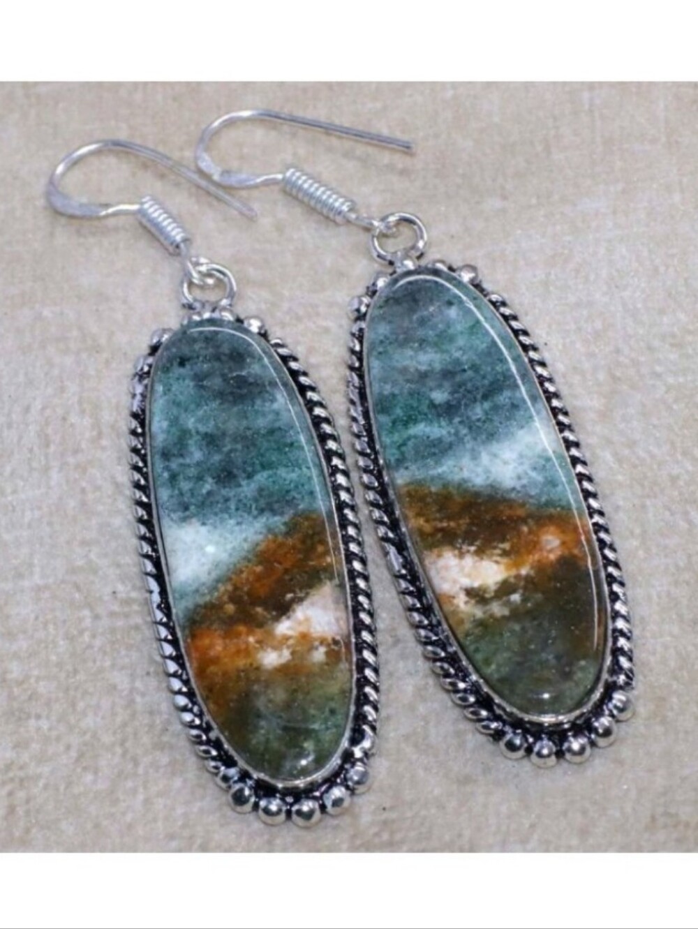 Green Aventurine Gemstone Jewelry 925 Sterling Silver Handmade Dangle Earrings